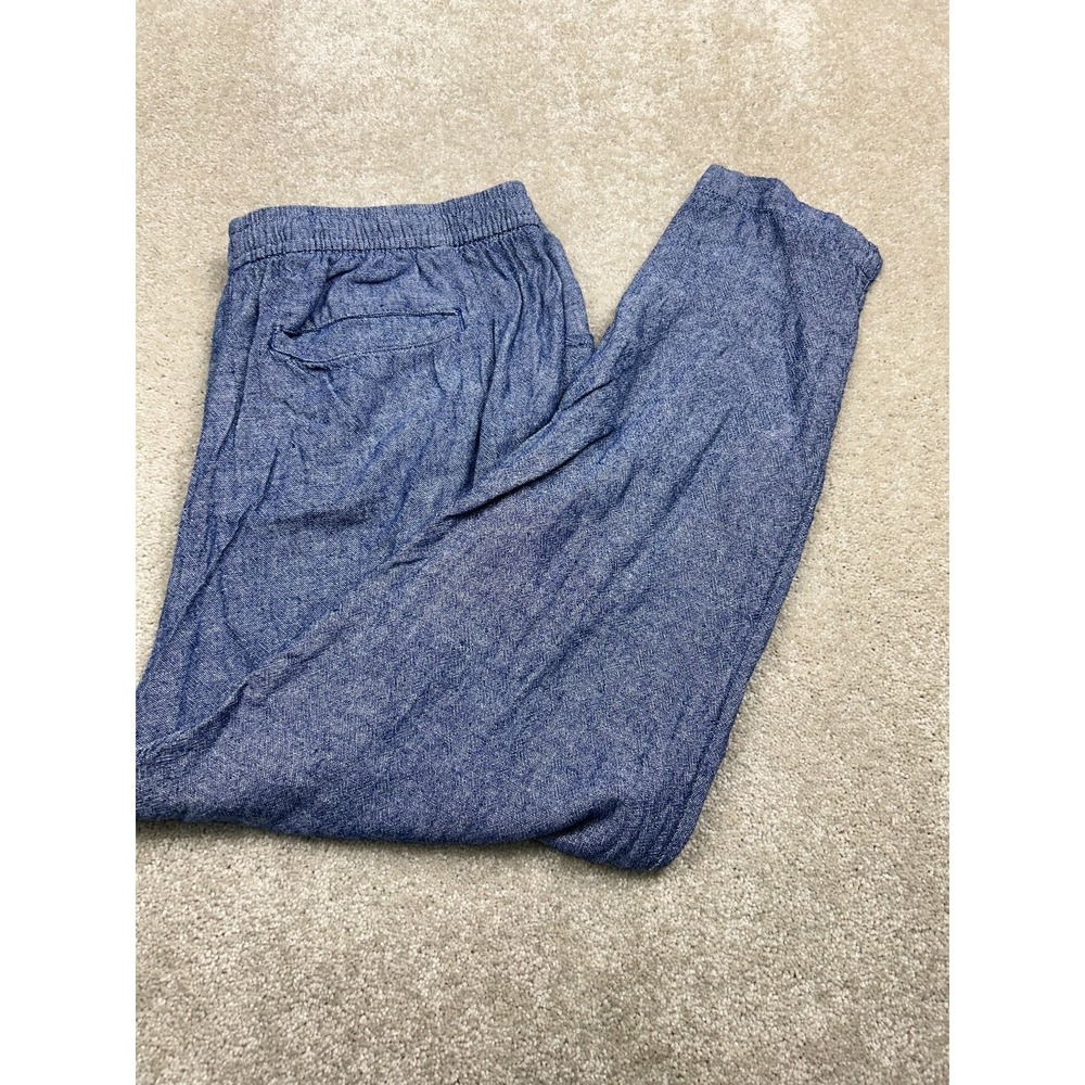 Old Navy Pants Women's Blue L Linen Blend Drawstring Elastic‎ Waist
